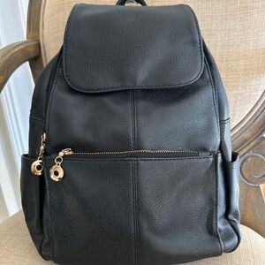 Chic Black Leather Backpack